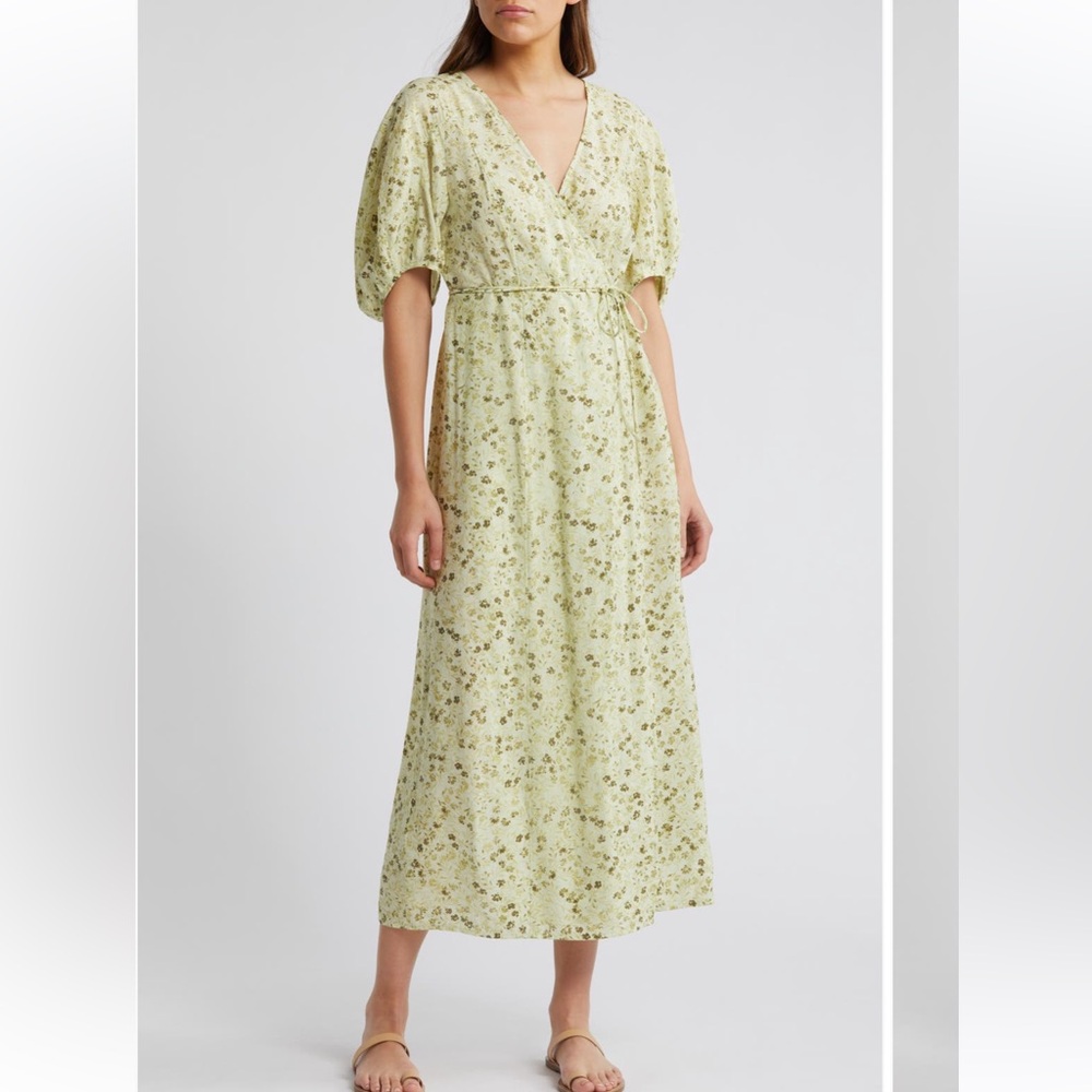 Madewell floral puff sleeve wrap dress NWT